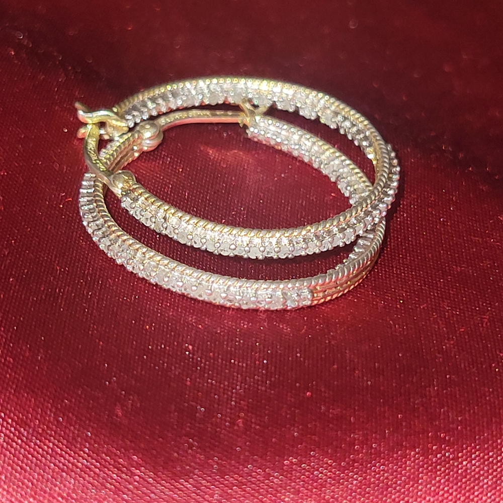Gold-Tone Pavé Crystal Hoop Earrings
